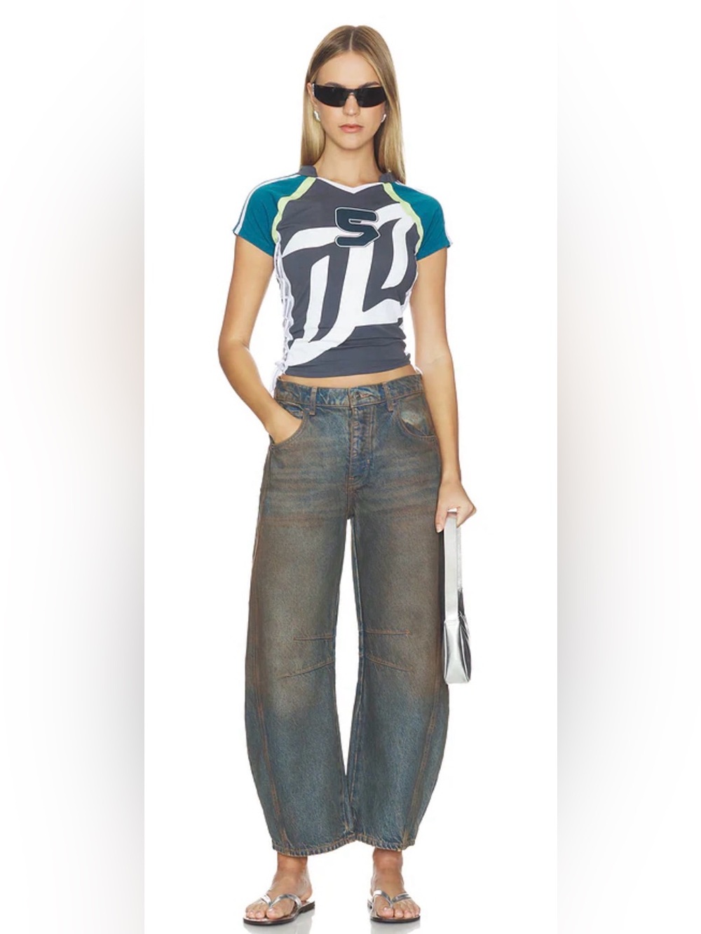 We the Free People 31 Good Luck Barrel Lost Desert Blue Brown Distress NWOT $128 - Picture 2 of 12